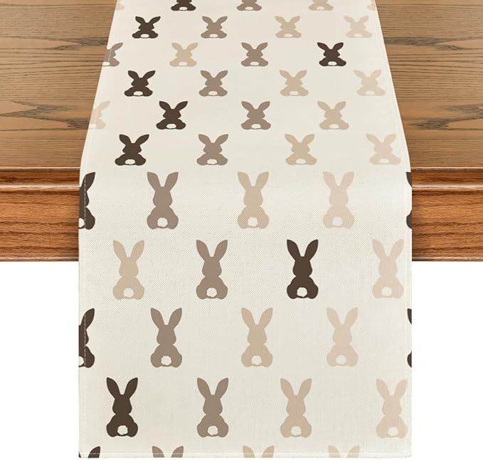 Artoid Mode Black Brown Bunny Rabbit Easter Table Runner, Spring Kitchen Dining Table Decoration ... | Amazon (US)