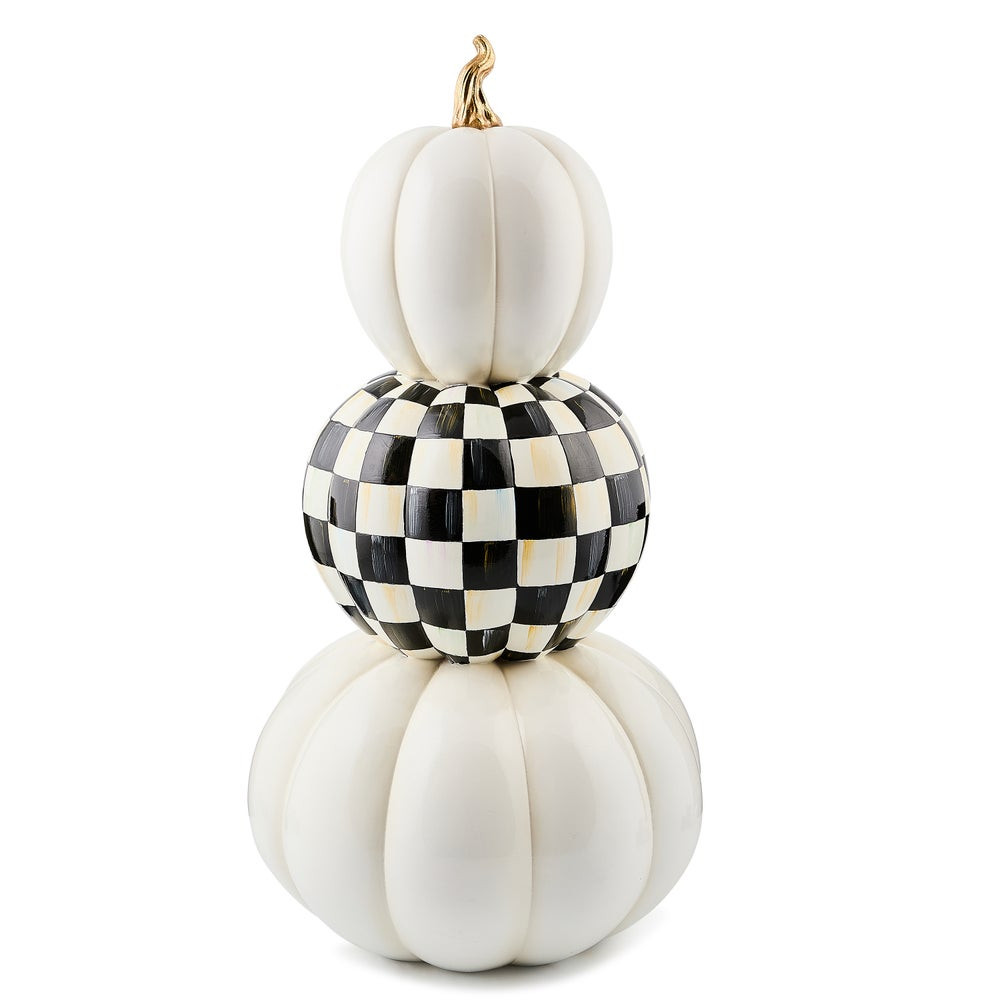 Courtly Check Stacked Illuminated Pumpkins | MacKenzie-Childs