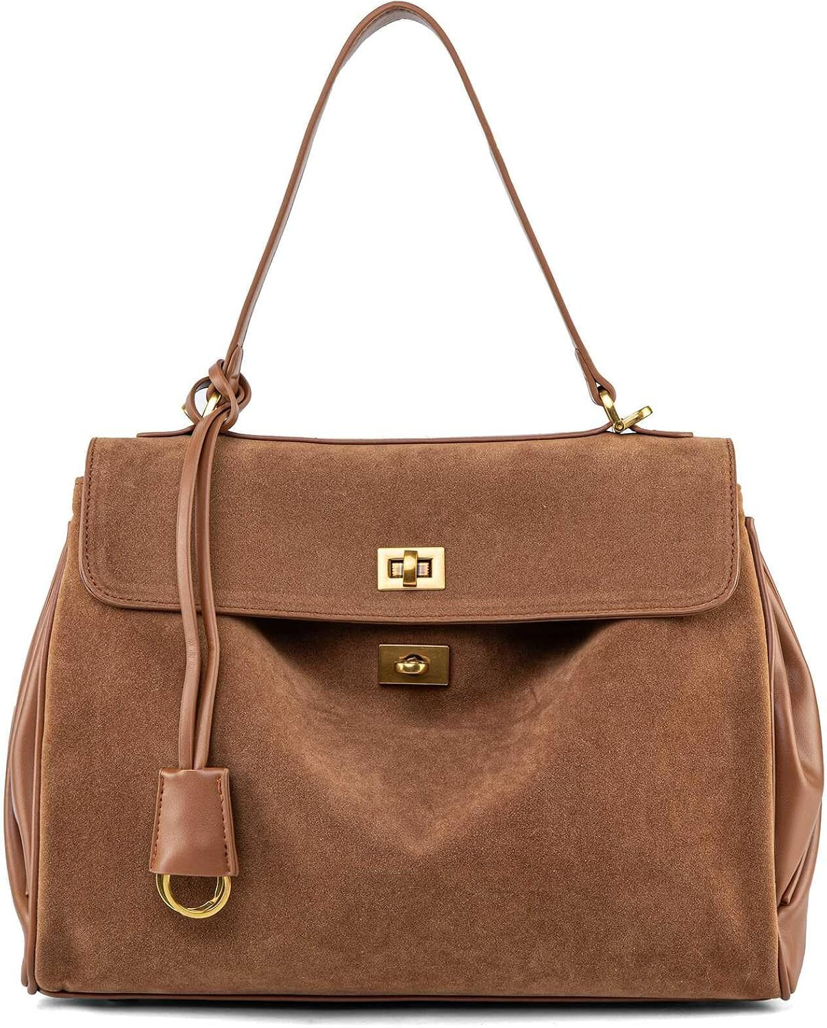 Suede & Leather Tote Bag for Women,Soft Leather Shoulder Handbags for Ladies,Satchel Purse for Travel Work | Amazon (US)