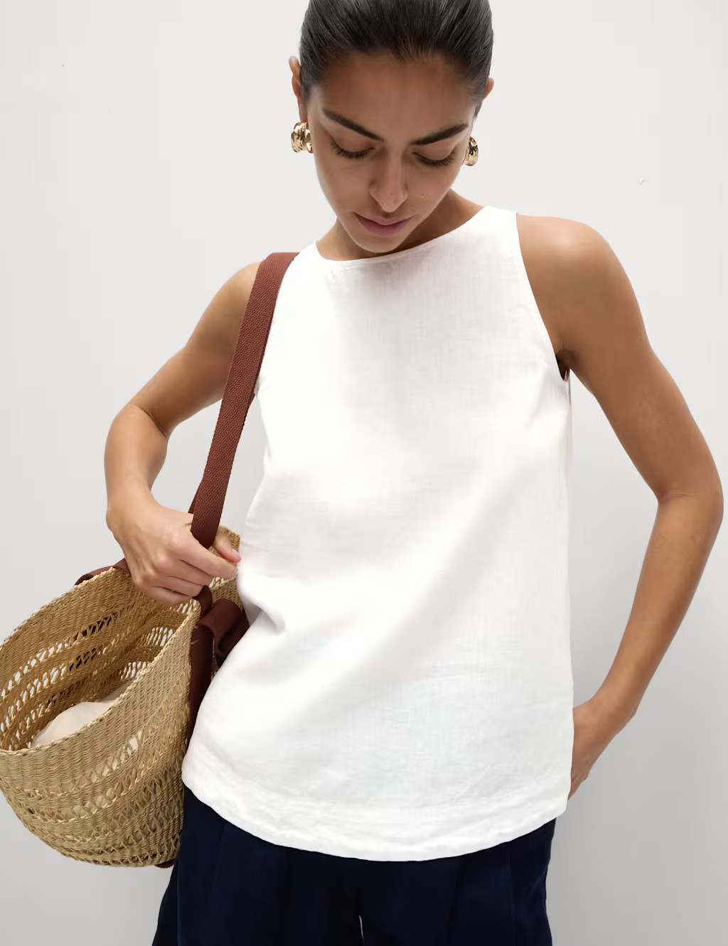 Linen Blend Sleeveless Blouse | Marks & Spencer (UK)