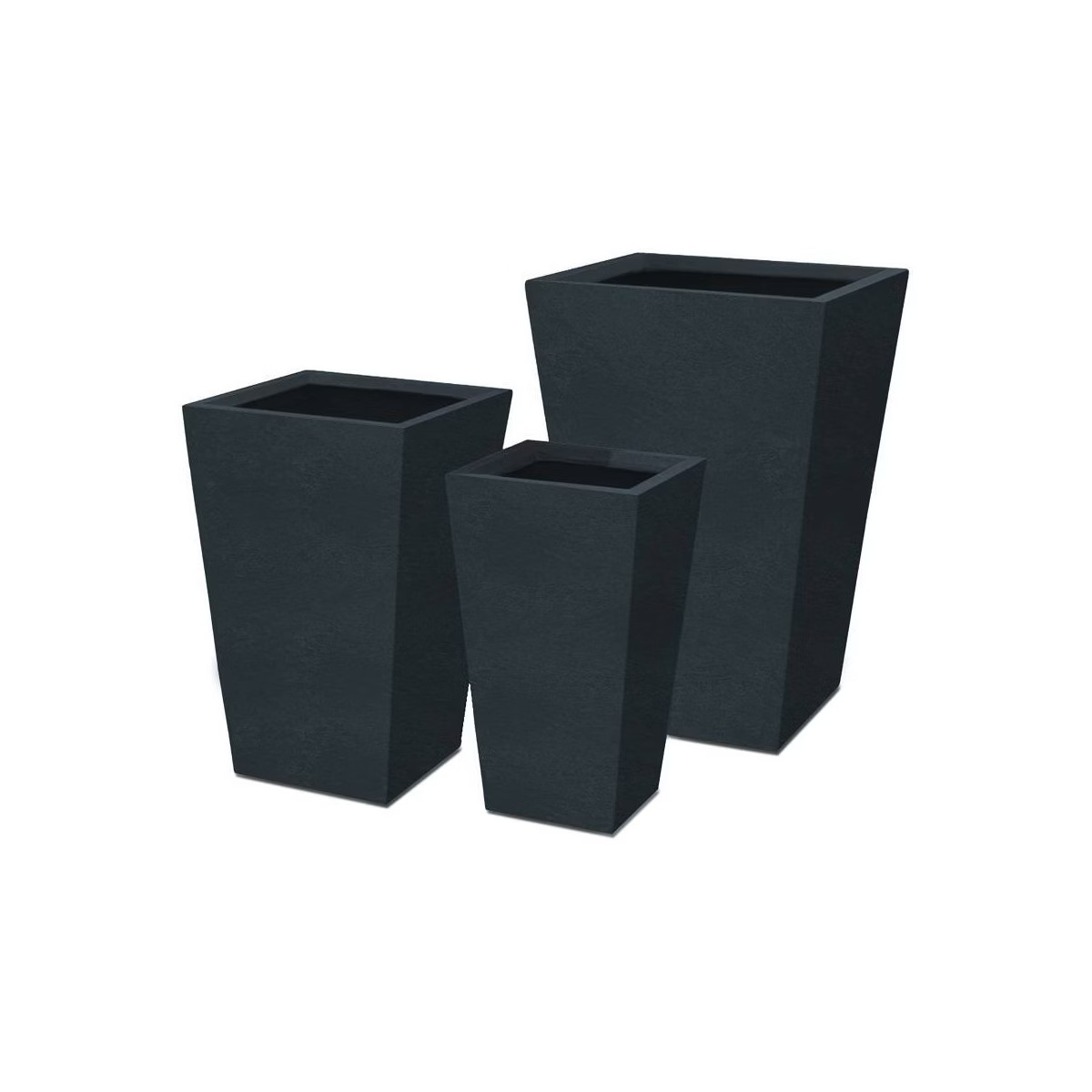 Rosemead Home & Garden 3pc Rectangular Concrete Outdoor Planter Pots Black | Target