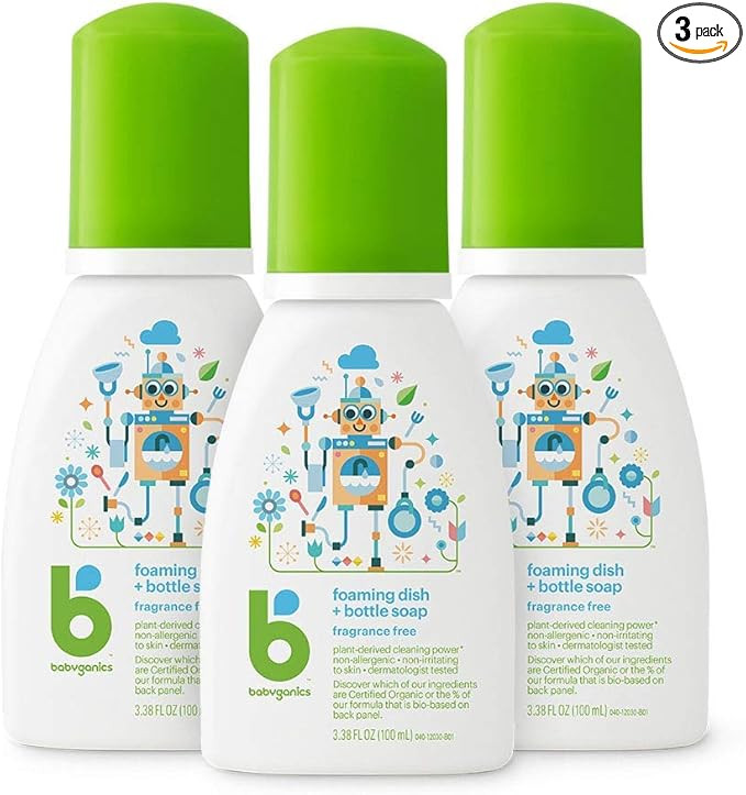 Babyganics Foaming Dish & Bottle Soap for Travel, Fragrance Free, 3.38oz, 3 Pack, Packaging May V... | Amazon (US)