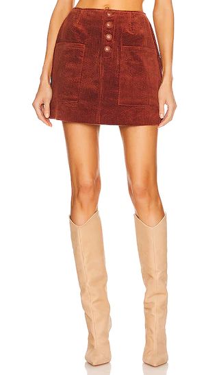 X Phoebe Tonkin Francoise Cord Mini Skirt in Chestnut | Revolve Clothing (Global)