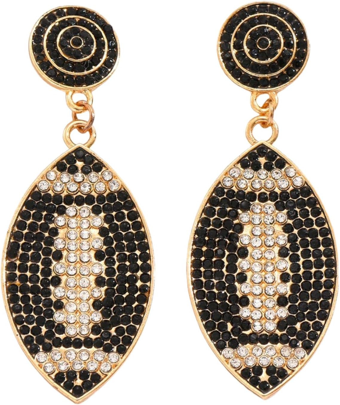 Sparkly Rhinestone Football Earrings Game Day Football Drop Dangle Sports Earrings for Women | Amazon (US)