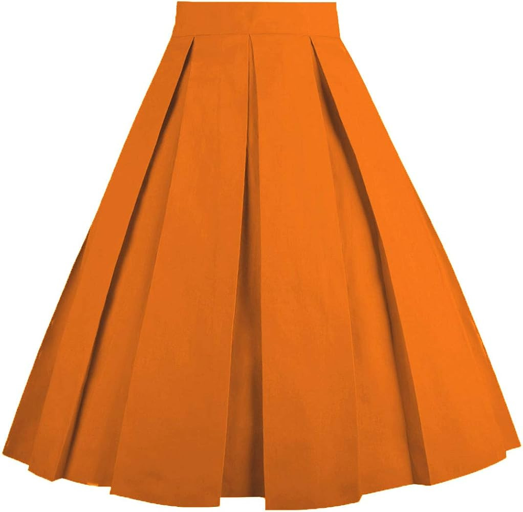 OBBUE Dresstore Vintage Pleated Skirt Floral A-line Printed Midi Skirts with Pockets | Amazon (US)