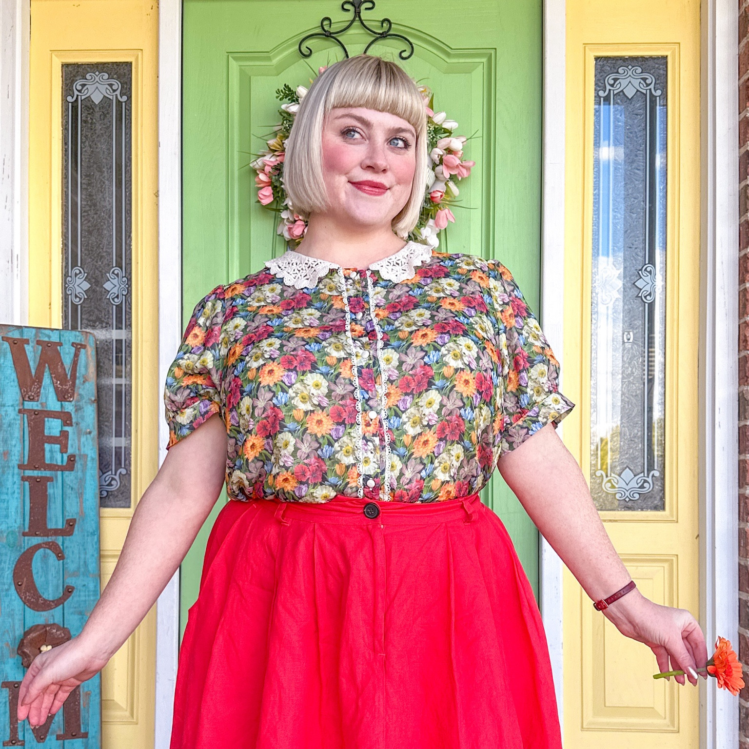 Plus size floral top for spring! Floral button up. Spring outfits. Lace collar. Peter Pan collar. Plus size spring outfit. Literally the cutest top I own! Im wearing size 1X! #cottagecore #plussize #peterpancollar

#LTKmidsize #LTKplussize #LTKfindsunder100