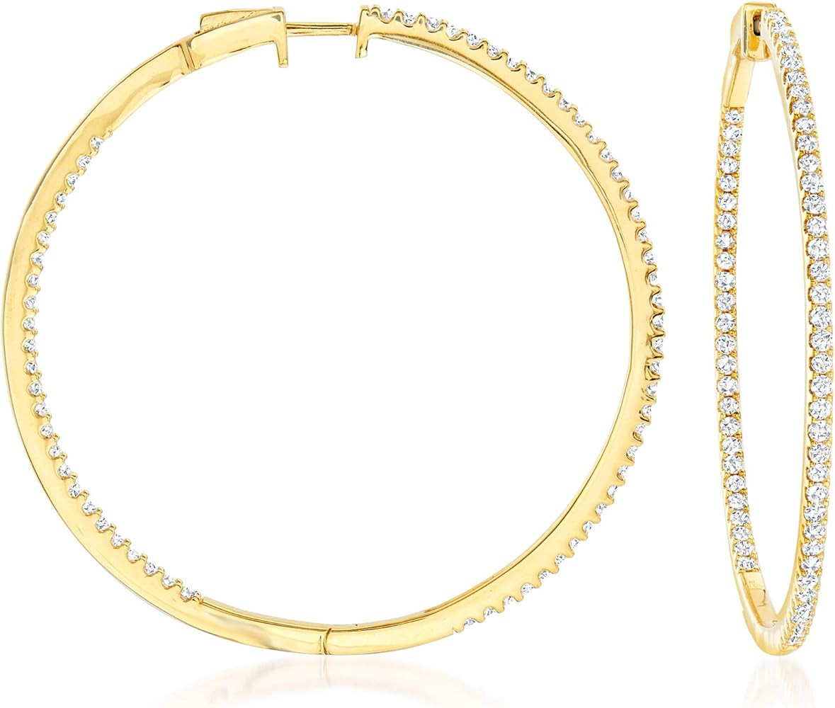 Ross-Simons 2.00 ct. t.w. Diamond Inside-Outside Hoop Earrings | Amazon (US)
