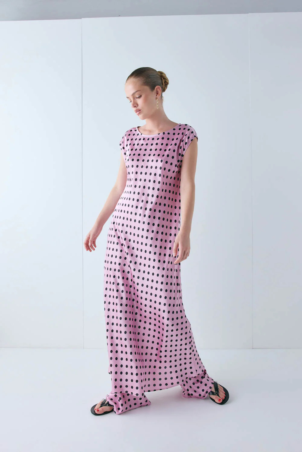 Martina Satin Maxi Dress Polka Dot | VRG Grl