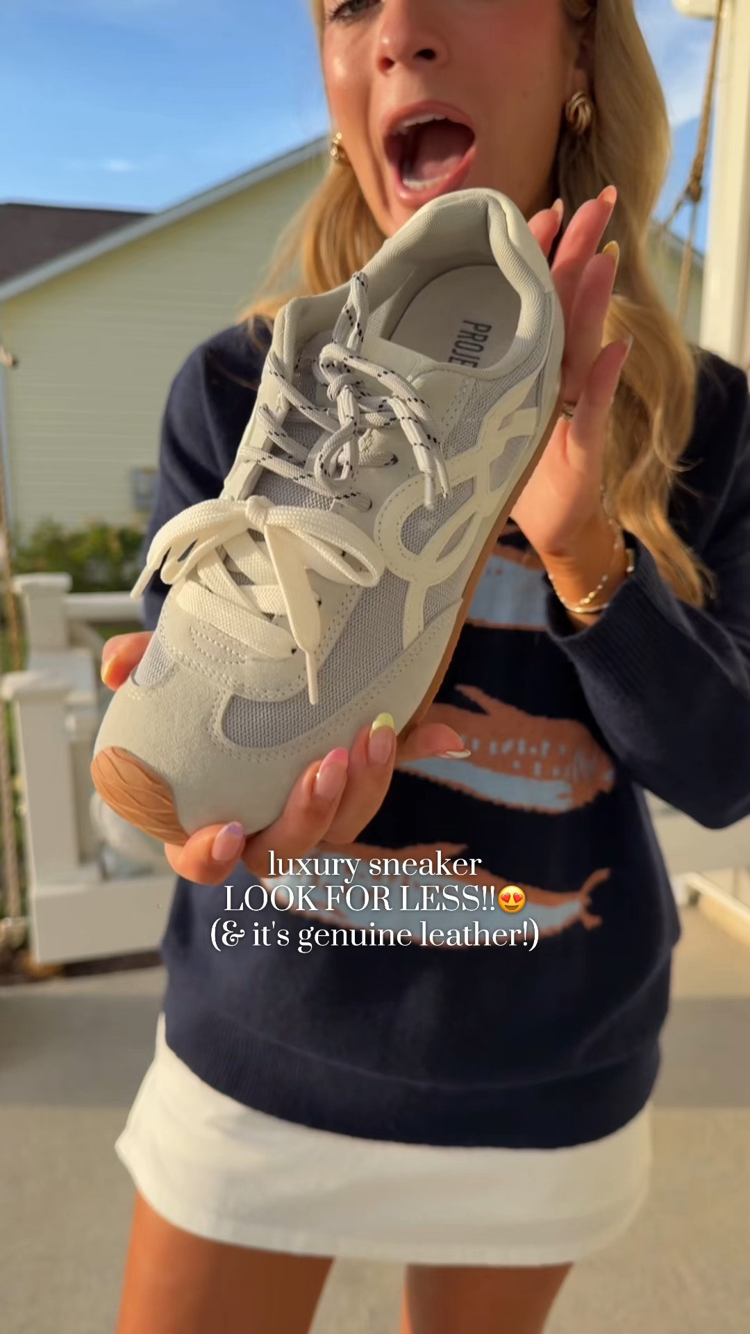 THIS LIGHT BLUE!😍 already selling out!! Sooo many cute colors! Perfect elevated sneaker for fall!🤍wearing size 9, it runs true to size!
#boujeeonabudget #designersneakers #lookforless #backtoschooloutfit #fallfashion

#LTKSeasonal #LTKootd #LTKU
