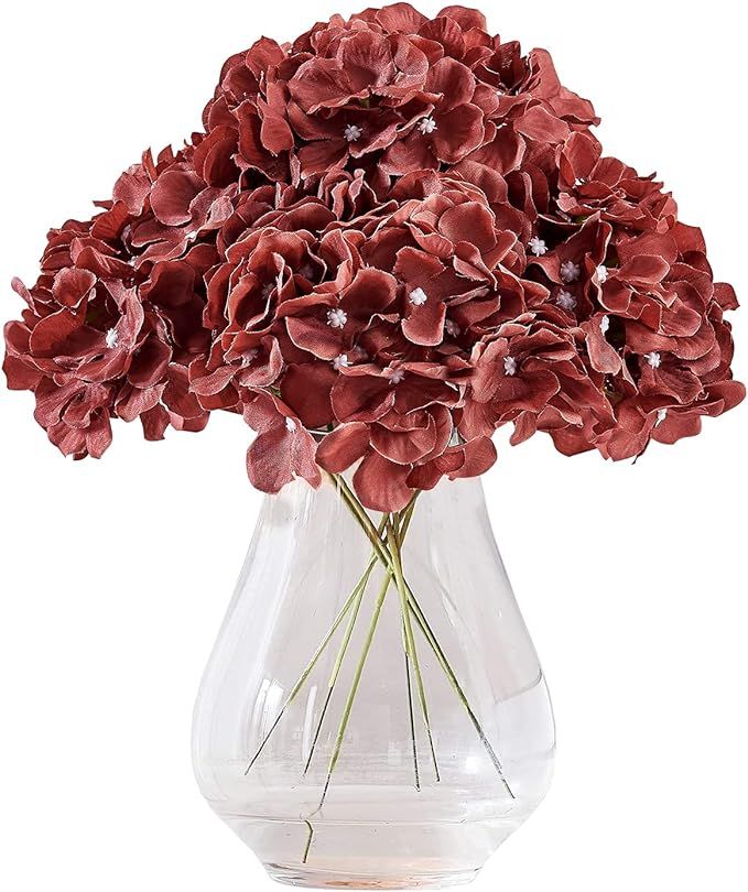 Kislohum Rust Orange Artificial Hydrangea Flower Heads Hydrangea Silk Flowers with Stems for Wedd... | Amazon (US)