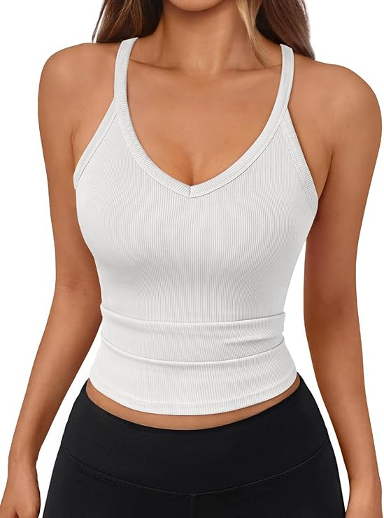 Trendy Queen Womens Racerback Ribbed Tank Tops Soft Stretch V Neck Workout Casual Tops Summer Sle... | Amazon (US)