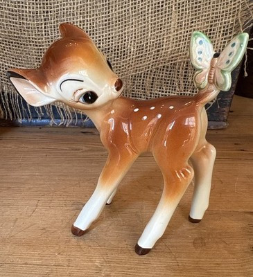 Vintage Walt Disney Productions Porcelain Bambi W/ Butterfly Figurine Japan | eBay US