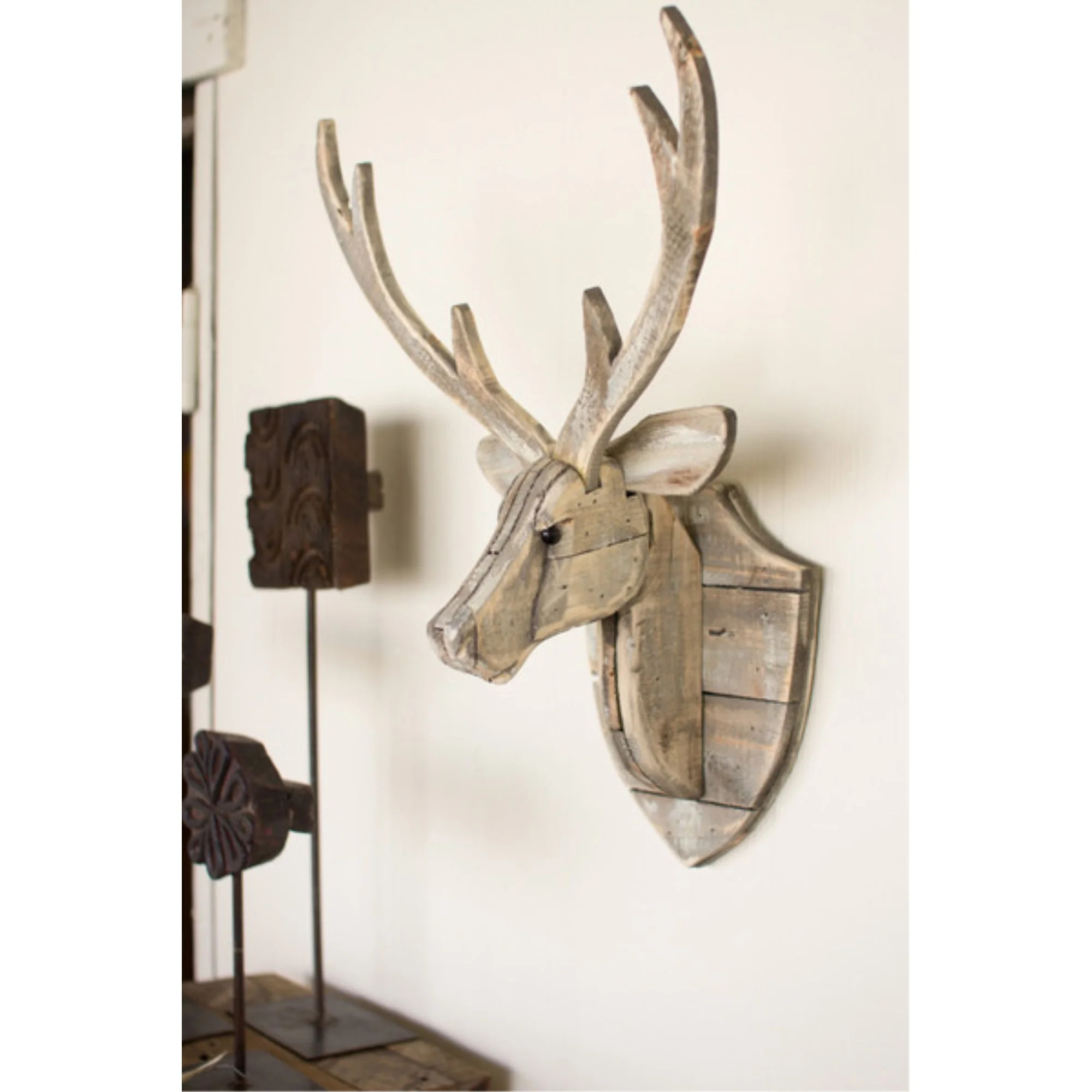 GwG Outlet Recycled Wooden Deer Head Wall Hanging CGU2225 - Walmart.com | Walmart (US)