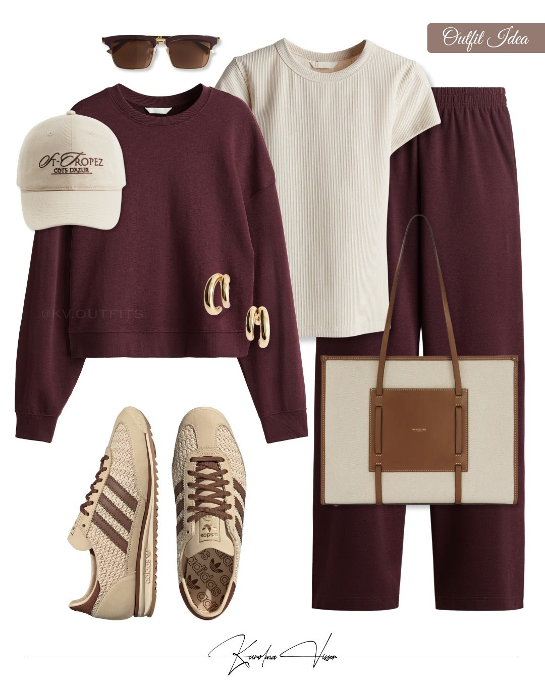 Burgundy, Cream & Brown ♥️🤎

Tags: burgundy sweatshirt and sweatpants co-ord h&m cream ribbed t-shirt cream and brown raffia adidas sl72 trainers hoop earrings mango burgundy and brown sunglasses capri demellier canvas bag airport outfit travel outfit casualwear casual style comfy look outfit idea

#LTKtravel #LTKsummer #LTKstyletip