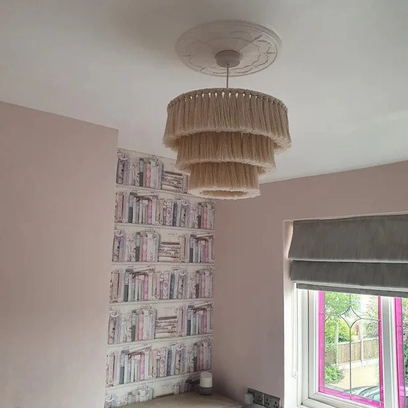 Boho Light. Fringe Chandelier Tassel Lamp Shade 40 Cm Width | Etsy | Etsy (US)