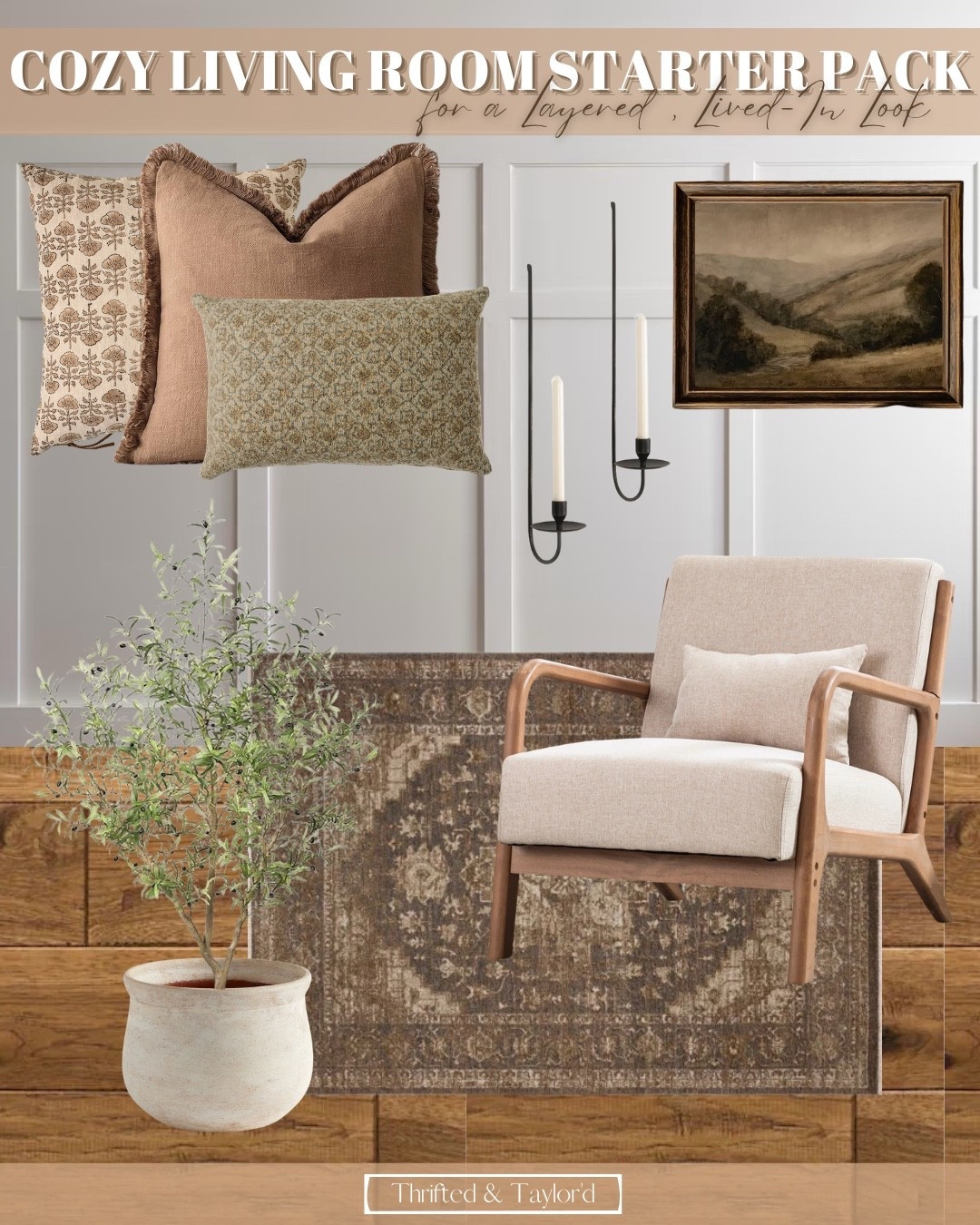 This is one of those looks that feels like it came together over time, even though it’s really just a handful of well-chosen pieces.

I’ve been leaning into these warm neutrals with a bit of contrast lately—mixing soft textiles with darker accents like the sconces and grounding everything with a vintage-style rug. It’s that combination that makes a space feel layered and lived-in instead of flat.

If your living room has been feeling like it needs something, this is such an easy way to start. You don’t have to redo everything, just add a few pieces that bring in texture, warmth, and a little bit of character.

Everything is linked here if you want to recreate this cozy, collected look in your own space.

#LTKHome