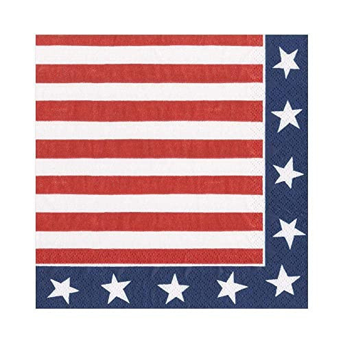 Caspari Red, White & Blue Paper Luncheon Napkins - 20 Per Package | Amazon (US)