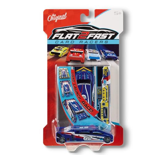 FLAT 2 FAST Blue 62 Card Racer | Load, Launch, Race - Pocket-Sized Racecar Toy Ages 5 and up (Sold Each) | Amazon (US)