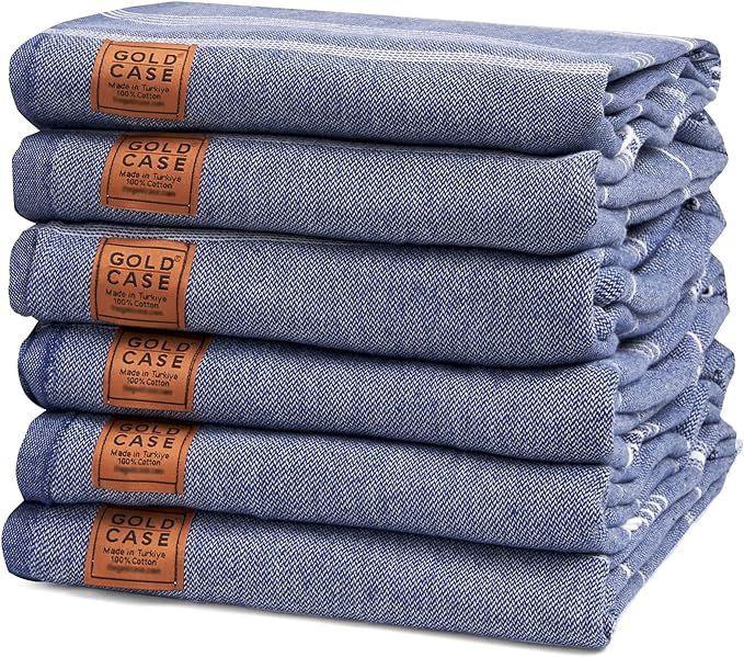 Gold CASE Turkish Beach Towel Bath Towels LYCIA Series - Set of 6 - XXL Oversized 70x38 inches -1... | Amazon (US)