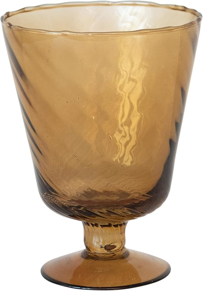 Creative Co-Op Round Glass Stemmed Vase/Votive Holder, Brown | Amazon (US)