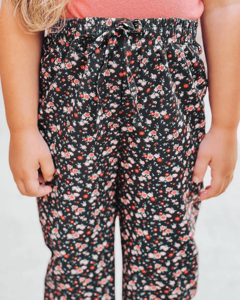 Noah Athleisure Joggers - Black Multi-Floral | Bailey's Blossoms