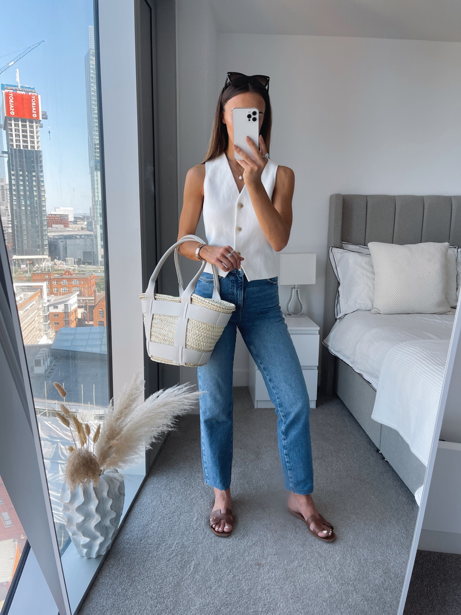 Summer daytime outfits - Thursday 🫶🏽 exact jeans are Zara (link saved to June reels story highlight) exact sandals are Hermes 

#LTKeurope #LTKFind #LTKstyletip