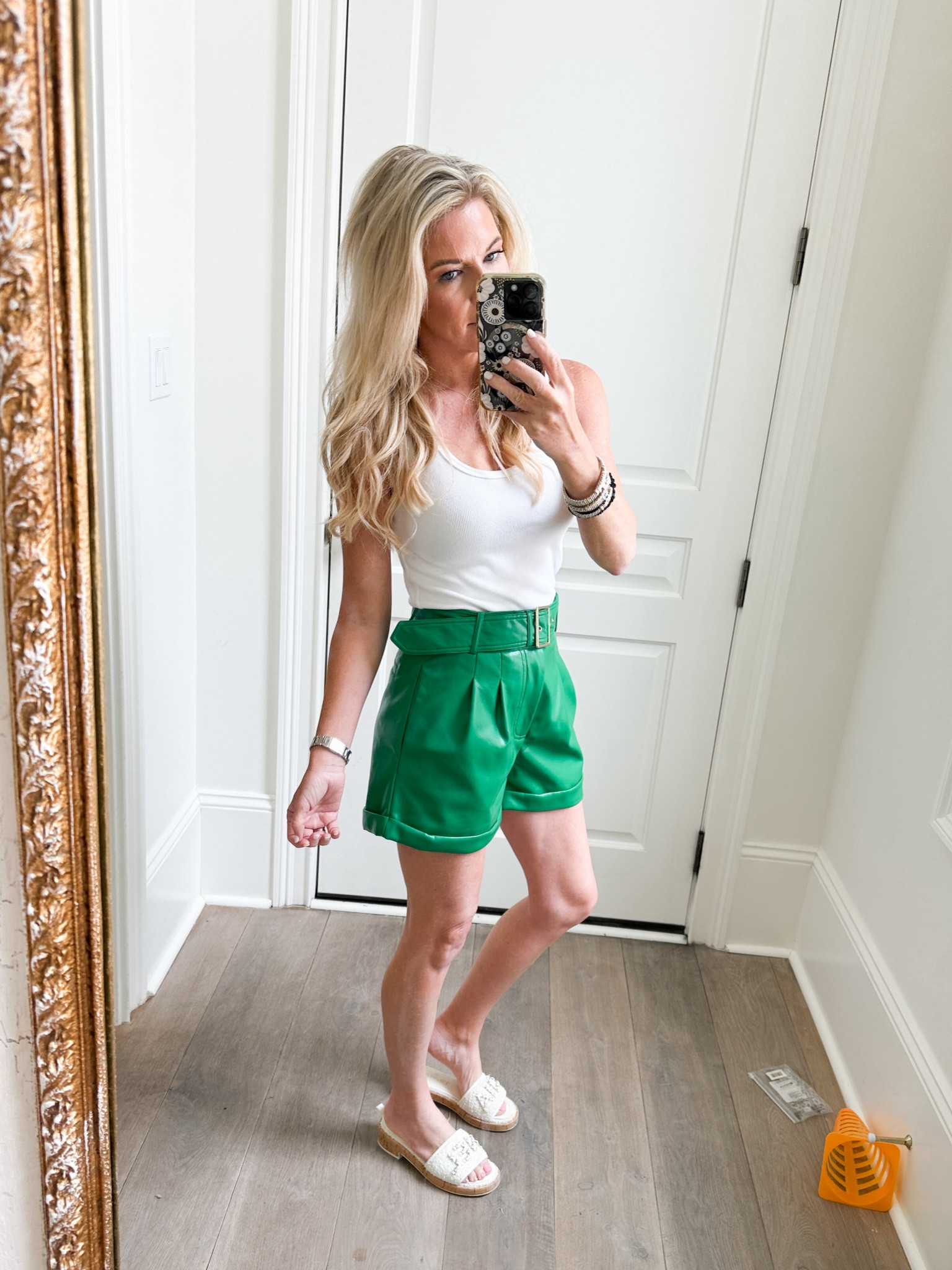 Spring outfit of the day!💚

Love this tank top from Perfect White Tee! They have the cutest and best basics!

My shorts are out of stock! I added a pair I saw on Poshmark as well as some similar options!🩷
Also added similar options to my Chanel Slides🩷

Spring outfit, summer outfit, white tank top, green shorts outfit, white slides outfit, mom, outfit, cute mom outfit inspiration💚

#LTKstyletip #LTKfindsunder100 #LTKshoecrush