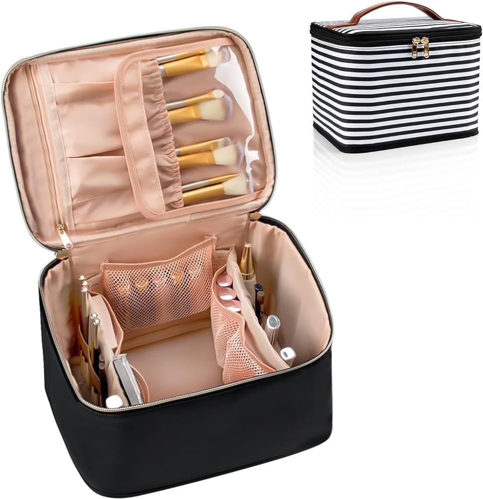 OCHEAL Makeup Bag,Large Travel Makeup Bag Organizer Cosmetic Bags for Women Washable Make Up Bag ... | Amazon (US)