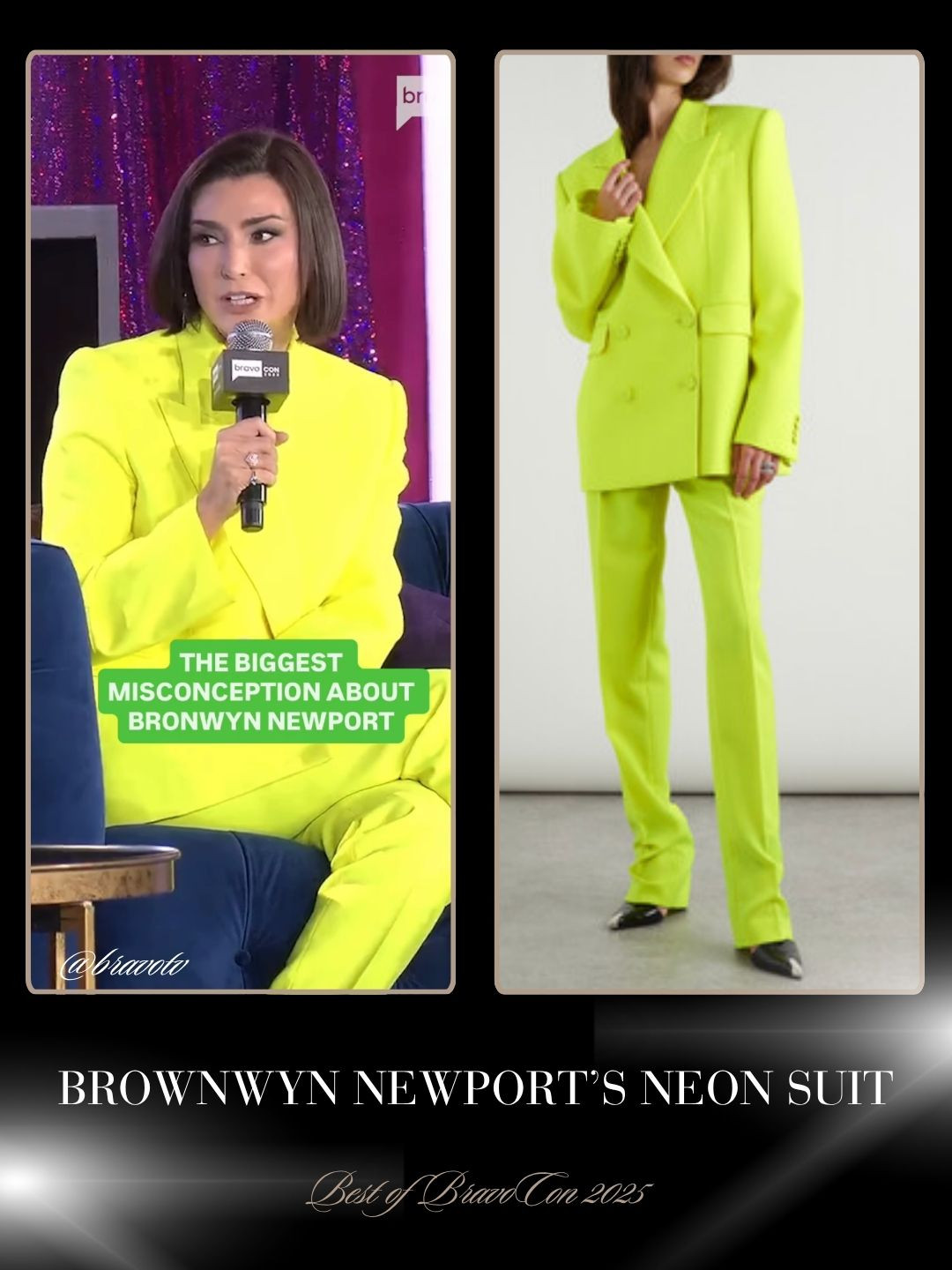 Bronwyn Newport's Neon Yellow Suit at Bravocon 2025 Photo: @bravotv 

 