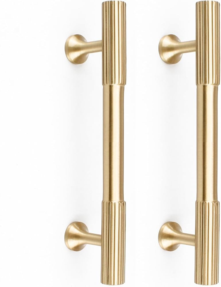 RZDEAL 2pcs Solid Brass Gold Cabinet Pulls, 4-Inch Hole Centers for Kitchen Cupboard Handles Mode... | Amazon (US)