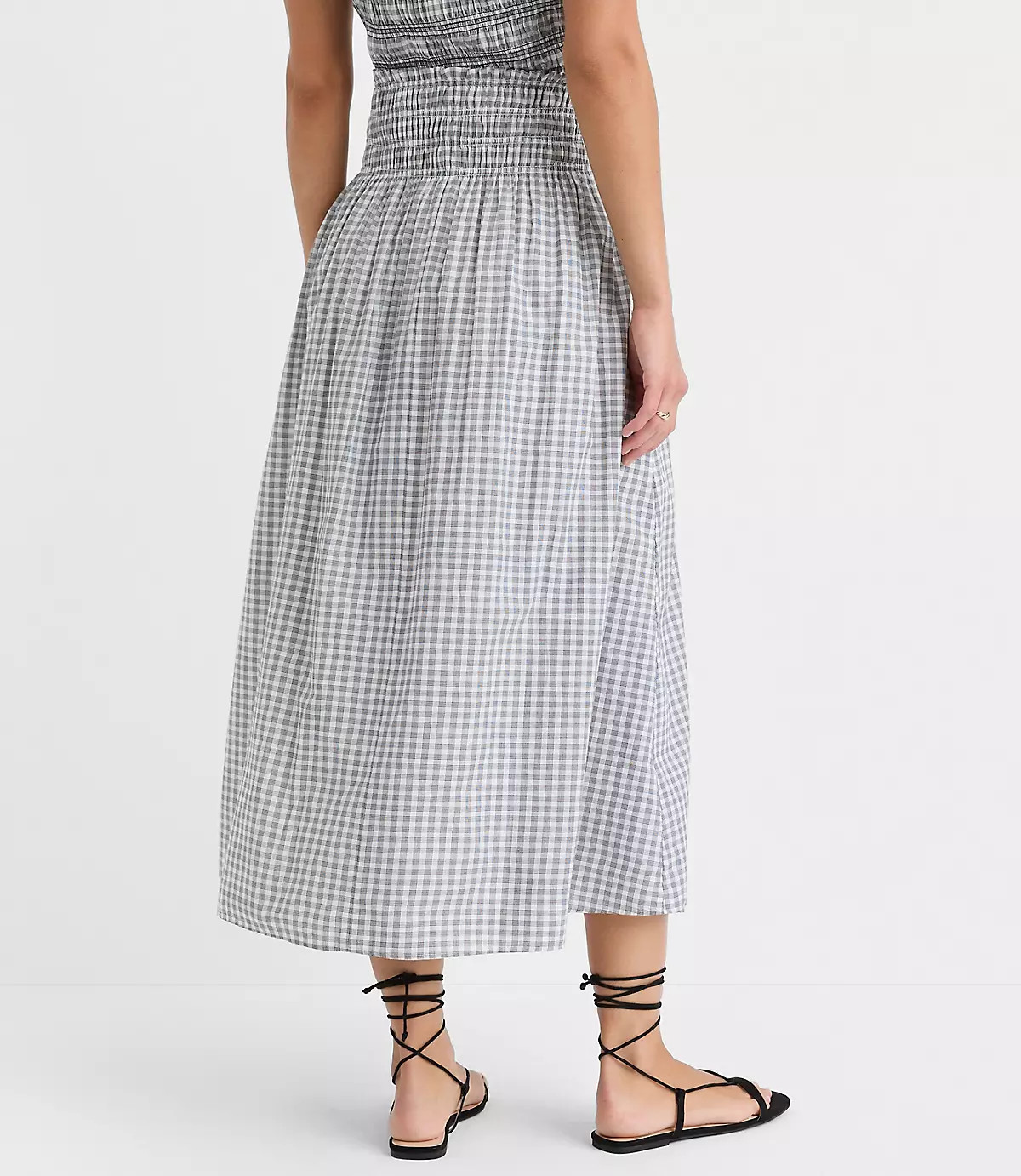 Plaid Smocked Midi Skirt | LOFT