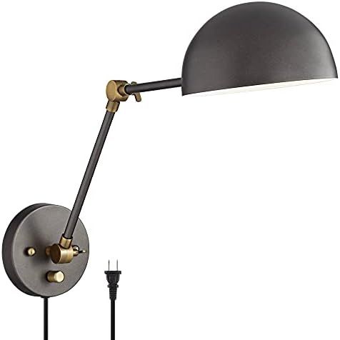 Kenora Modern Industrial Swing Arm Wall Lamp Gunmetal Antique Brass Plug-in Light Fixture Up Down Do | Amazon (US)