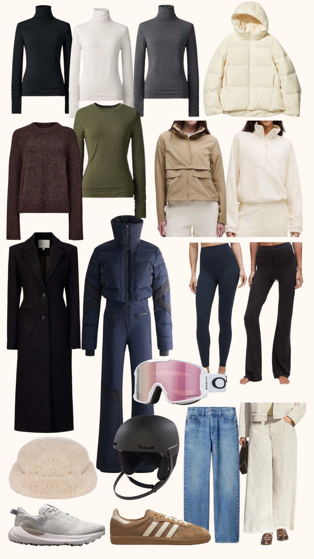 Here are some of the pieces I am packing for myself for our upcoming snow trip!

Heattech Extra Warm Cashmere Blend Turtleneck Long Sleeve T-Shirt Gray/Black/Natural size M Uniqlo
Seamless Down Parka Off White size M
Heattech Extra Warm cashmere blend crew neck Long Sleeve T-Shirt Olive size M Uniqlo
Winnipeg Knit Cocoa size 2 Viktoria and Woods
Always Effortless Classic Fit Jacket Sheer Oak size US 6/AU 10 lululemon
Scuba Oversized Funnel-Neck Half Zip Heathered Bone/Gold size US XS/S lululemon
Clarisse Quilted Ski Suit size 38 Fusalp
JW Anderson Straight Jeans 65 Blue 28 inch 
Drapey Wide Flared Jeans Natural 29 inch Uniqlo
Align No Line High Rise Pant 28" Black size US 4/AU 8
Samba OG lace-up sneakers Brown size 9.5 Adidas 
Beyondfeel Women's Trail Running Shoe size US 9.5

🏷️Winter Outfits Women Australia New Zealand
#LTKwinter 

#LTKtravel #LTKaustralia #LTKnewzealand