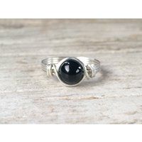 Black Onyx Ring, Sterling Silver Filled Ring, Wire Wrapped Ring, Gemstone Ring, Stone Ring | Etsy (US)