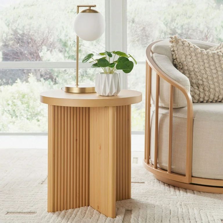 Better Homes & Gardens Lillian Fluted End Table, Natural Pine Finish | Walmart (US)