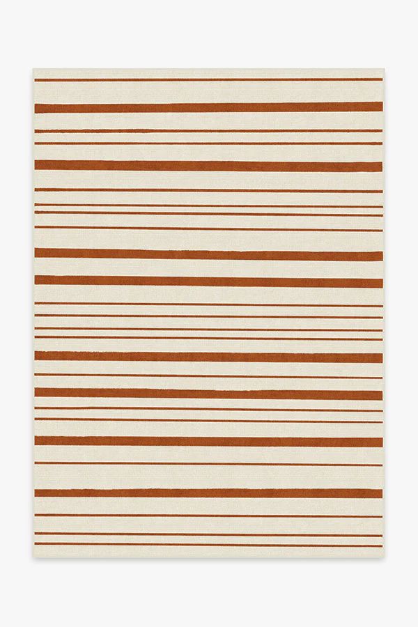 Hudson Stripe Rust Orange Tufted Rug | Ruggable