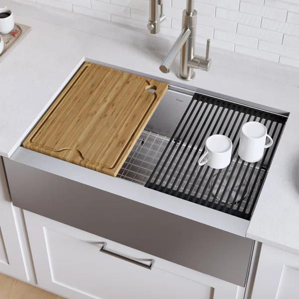 KWF410-33 Kore Workstation  33" L x 20" W Farmhouse/Apron Kitchen Sink | Wayfair North America