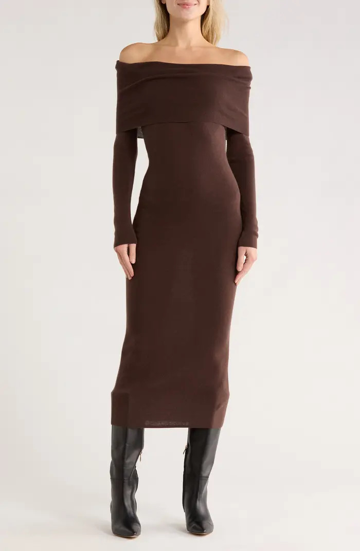 WAYF Off the Shoulder Long Sleeve Sweater Dress | Nordstromrack | Nordstrom Rack
