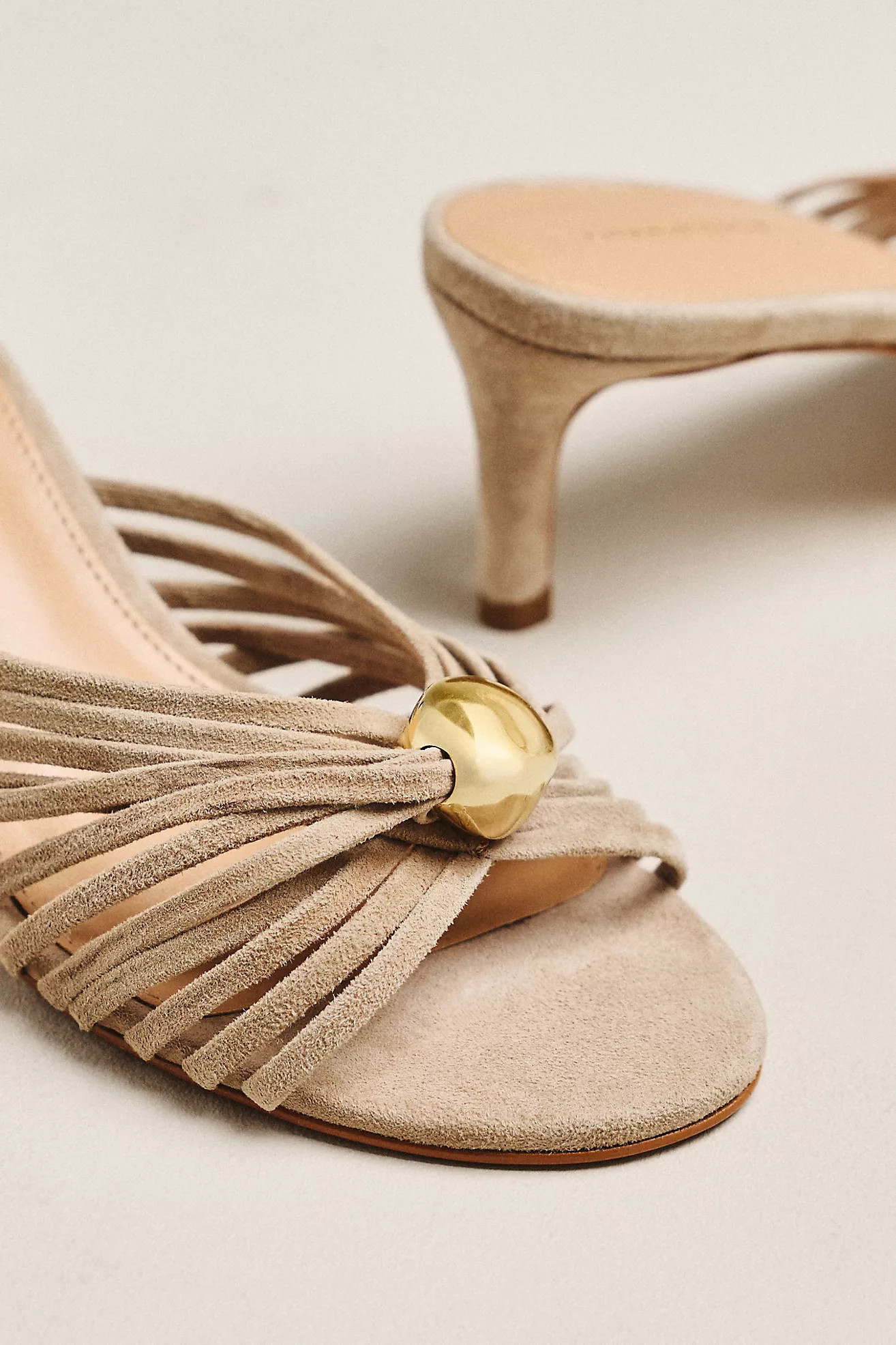 By Anthropologie Strappy Metallic Kitten Heel Sandals | Anthropologie (US)