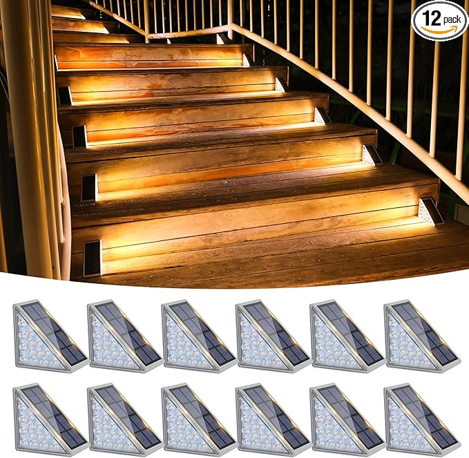 VOLISUN Outdoor Stair Lights 12 Pack, Solar Step Lights Waterproof IP67,80 Lumen, Led Step Lights... | Amazon (US)