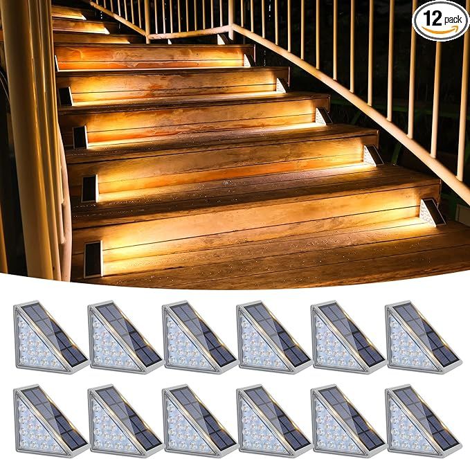 VOLISUN Outdoor Stair Lights 12 Pack, Solar Step Lights Waterproof IP67,80 Lumen, Led Step Lights... | Amazon (US)