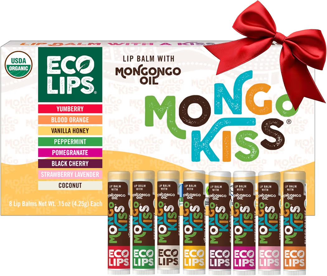 Mongo Kiss USDA Organic Lip Balm Set 8-pack (0.15 oz. each) with Mongongo Oil & Cocoa Butter to Moisturize Chapped Lips | Made in USA by Eco Lips (Variety) | Amazon (US)