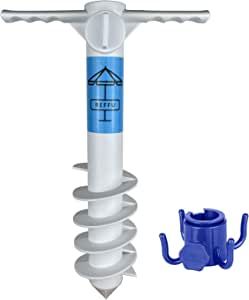 REFFU Heavy Duty Beach Umbrella Sand Anchor, Umbrella Holder Stand with 5 Spiral Screw Safe Stand... | Amazon (US)