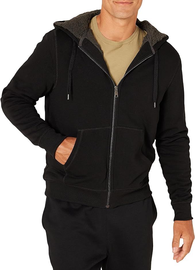 Amazon Essentials Men's Sherpa-Lined Full-Zip Hooded Fleece Sweatshirt | Amazon (US)