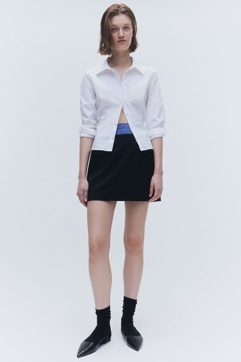 Fitted Poplin Shirt - White - Ladies | H&M US | H&M (US + CA)