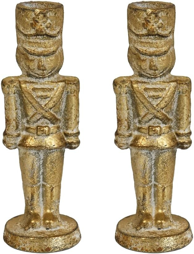 Vintage Iron Candle Holders Set of 2 Distressed Decor Nutcracker Candlestick for Centerpiece Tabl... | Amazon (US)