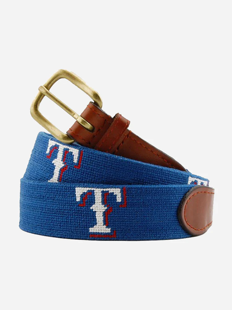 Smathers & Branson Men's Texas Rangers Needlepoint Belt | Saint Bernard