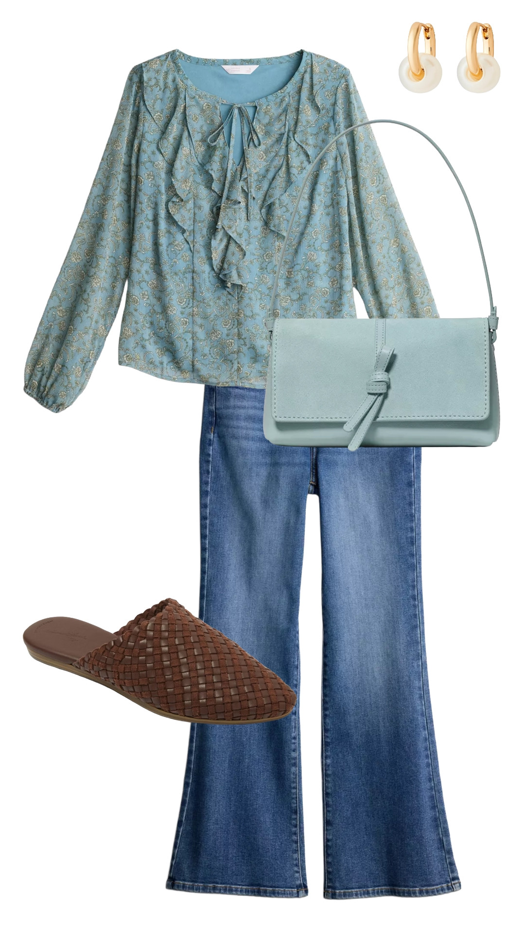 An easy jeans and a pretty top outfit will always be a yes! 💙 I love this blue floral blouse with flare denim, woven brown mules, and a coordinating blue bag for a simple fall look with a little color.

#FallOutfit #FlareJeans #FallBlouse

#LTKootd #LTKgrwm #LTKootd #LTKSeasonal