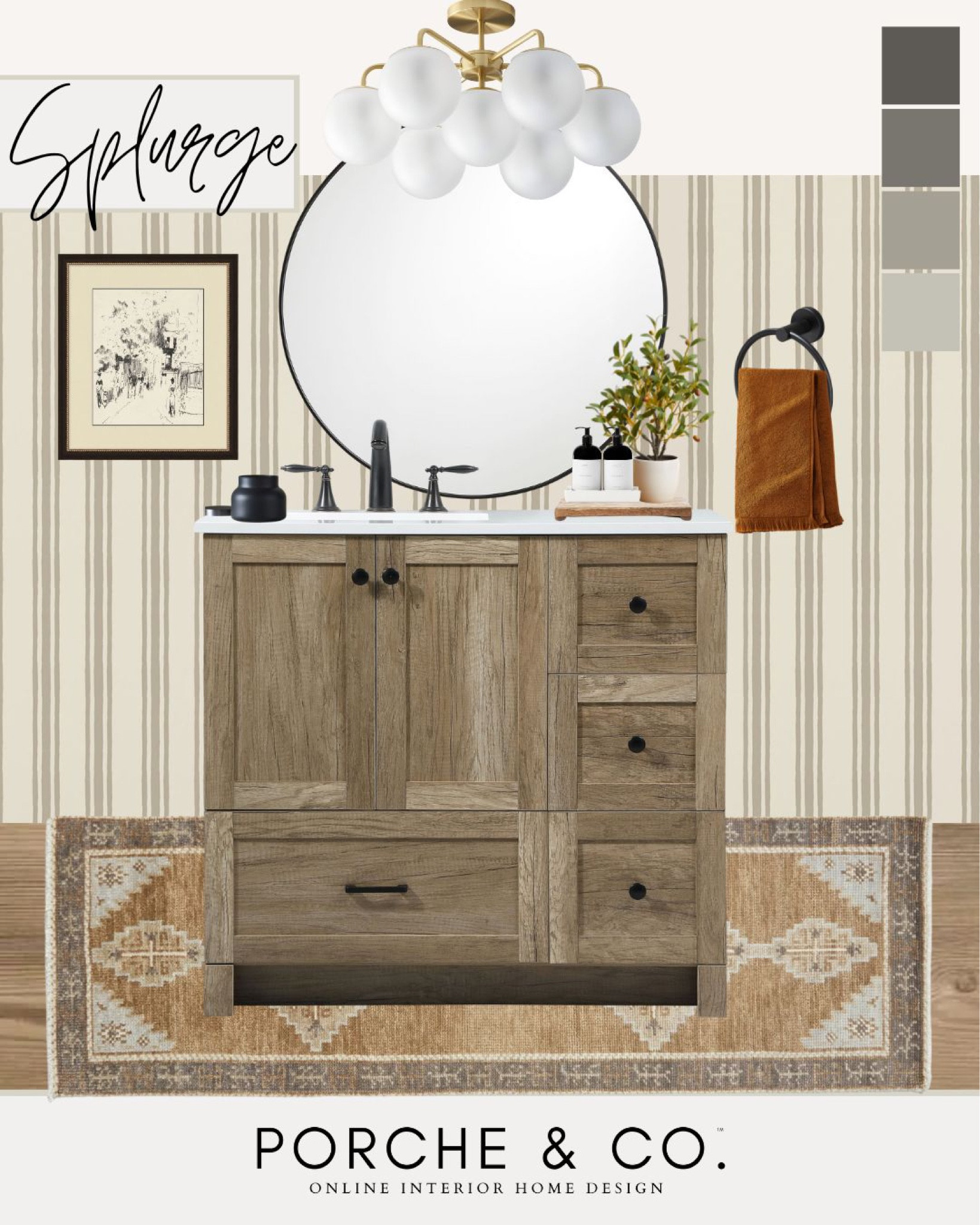 Save vs splurge powder bathroom 
Modern classic bathroom
Porche and co.
#moodboard #visionboard

#LTKhome #LTKstyletip #LTKFind