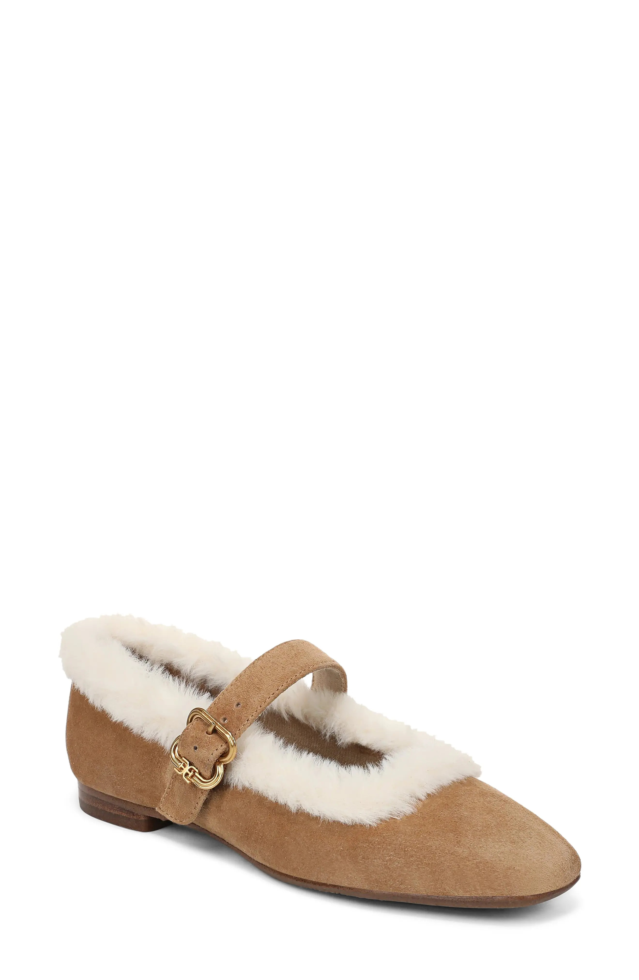 Sam Edelman Michaela Faux Fur Trim Mary Jane Flat (Women) | Nordstrom | Nordstrom